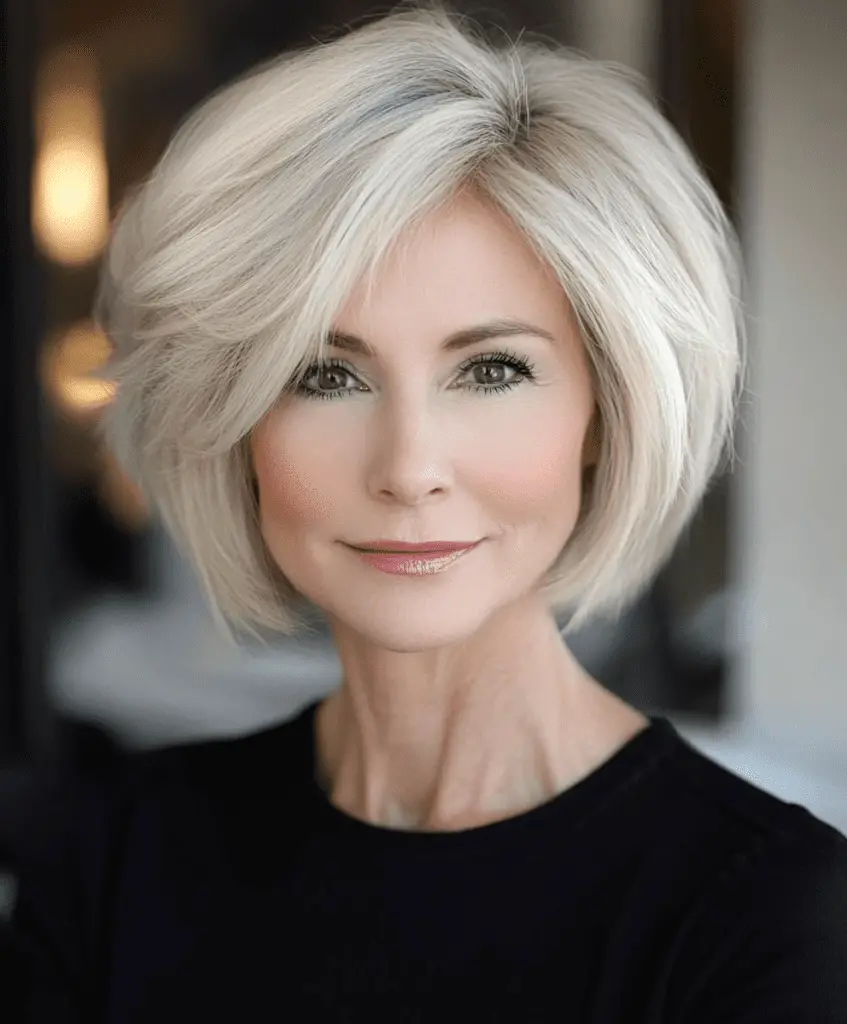 Elegant side-parted bob for fine hair