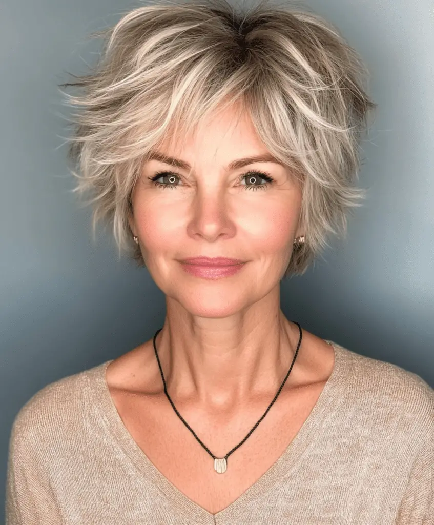 Textured short shag for fine hair