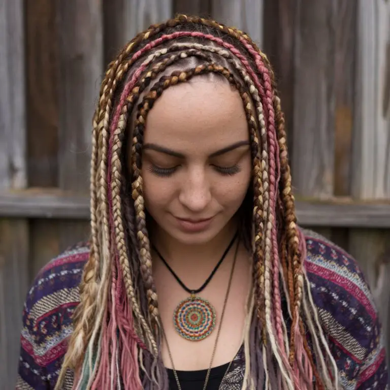 boho knotless braids with color yellow