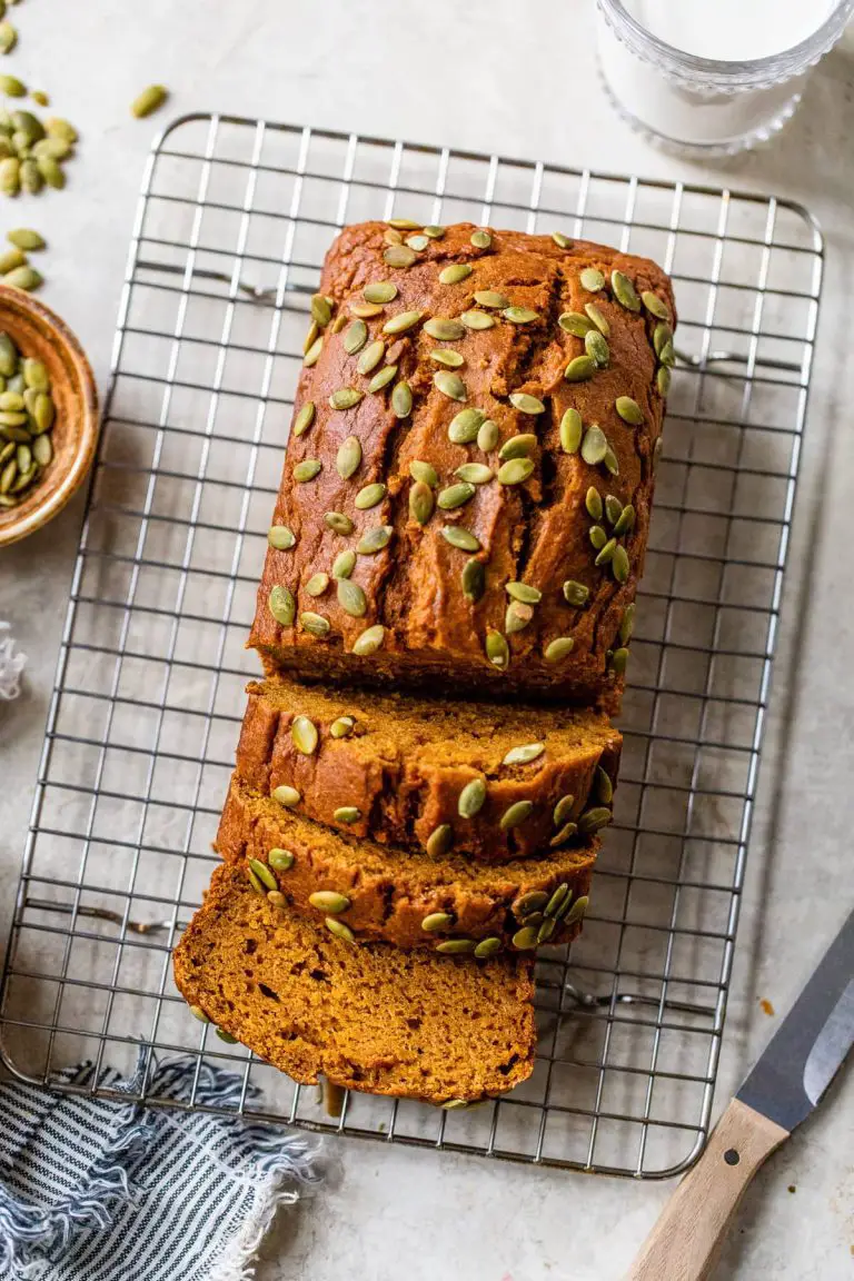 Low fat pumpkin bread with pepitas