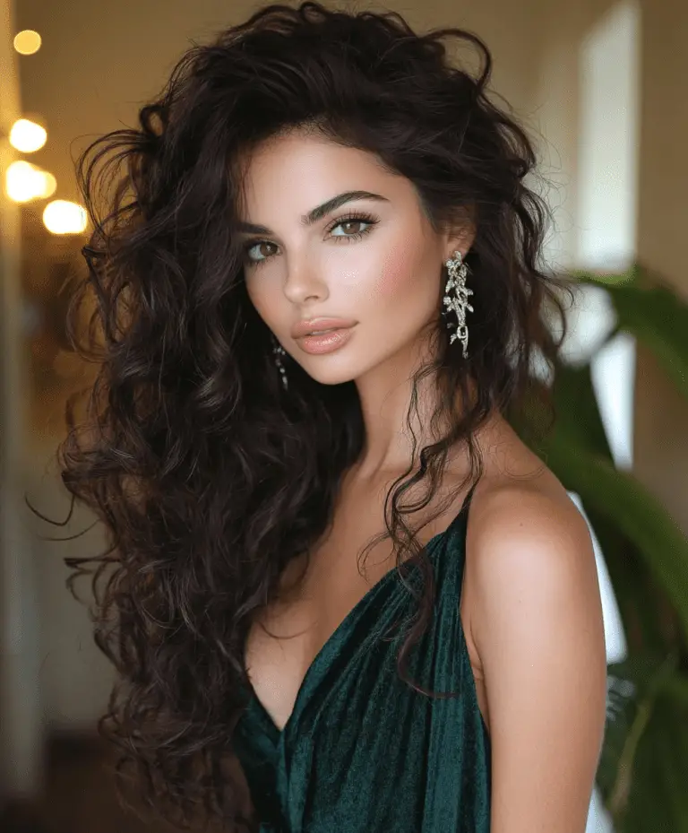 Glamorous Christmas Party Hairstyles with Curls and Waves