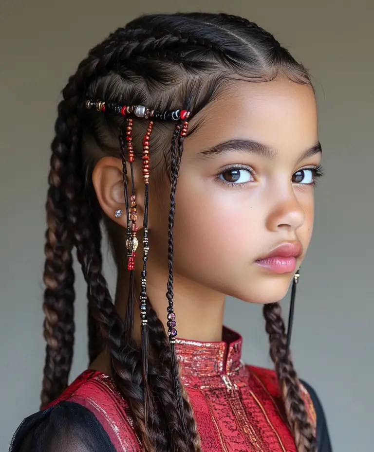 Kids Braided Ponytail With Beads: 35 Adorable Styles for 2025